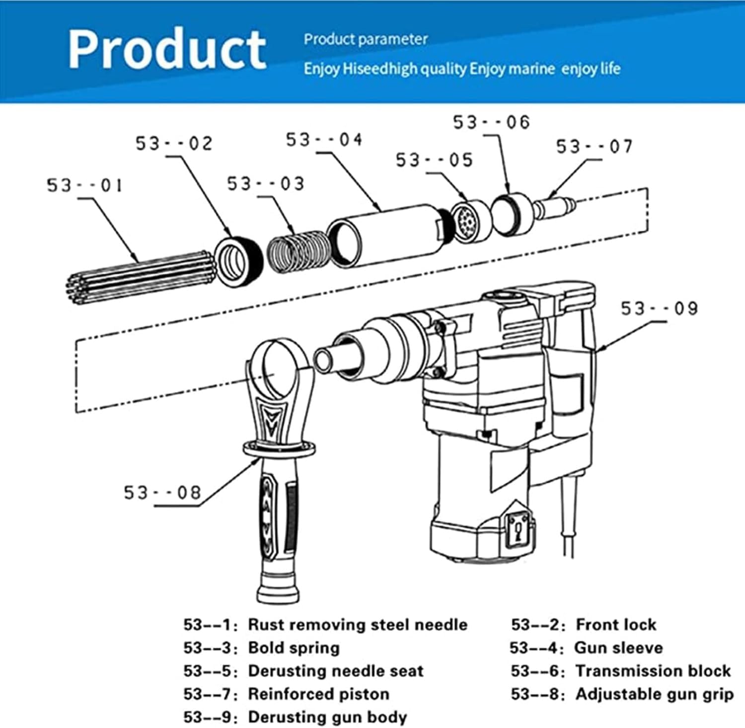 YUNYHAO 1100W Industrial Electric Rust Remover Gun