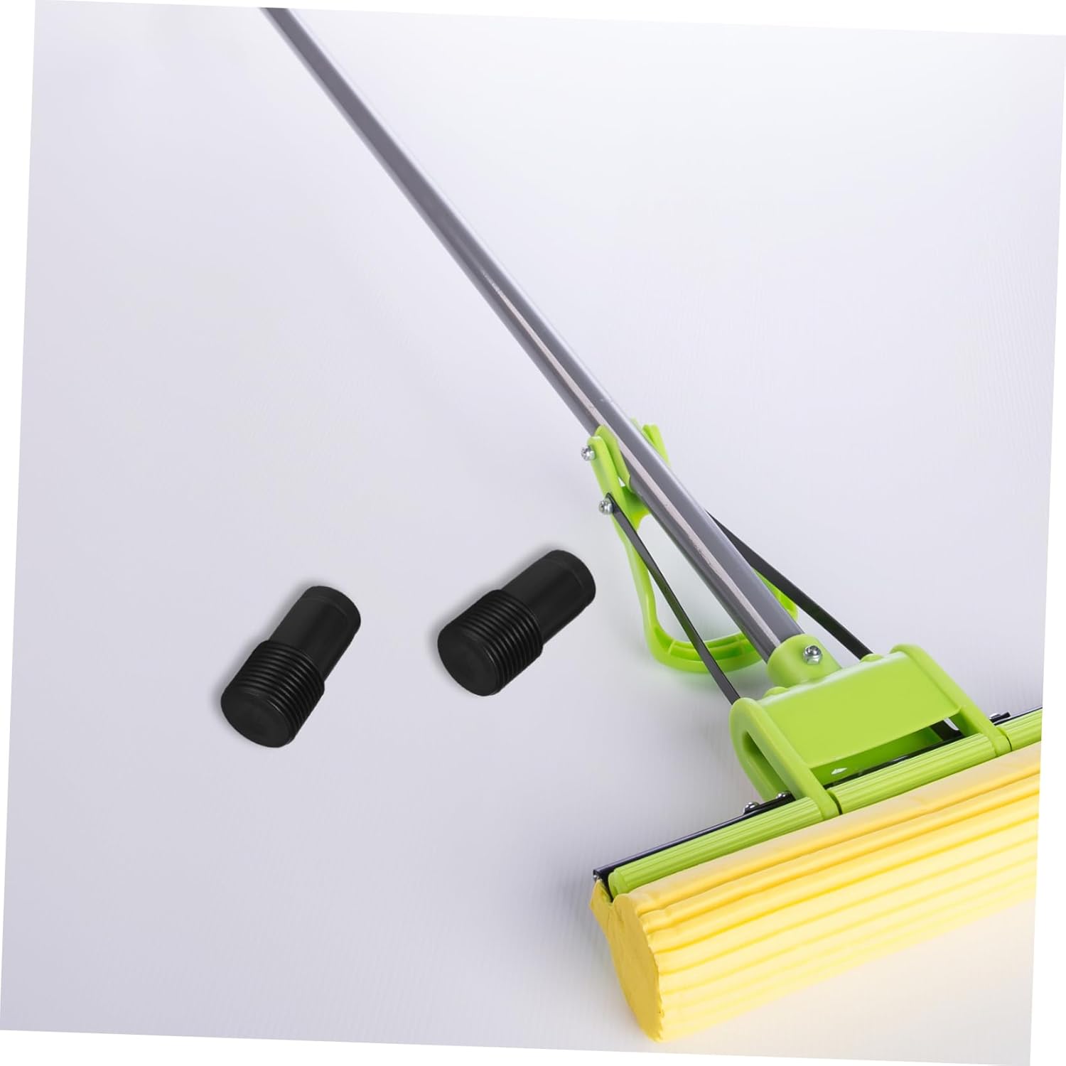 2pcs Telescopic Rod Thread Head Tips Mop Pole Adapter Replacement Black 1