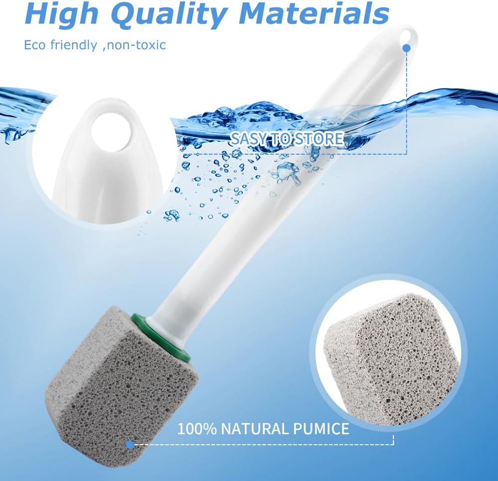 CALIDAKA 10-Pack Pumice Stone Cleaner with Long Handle and Adhesive Hooks
