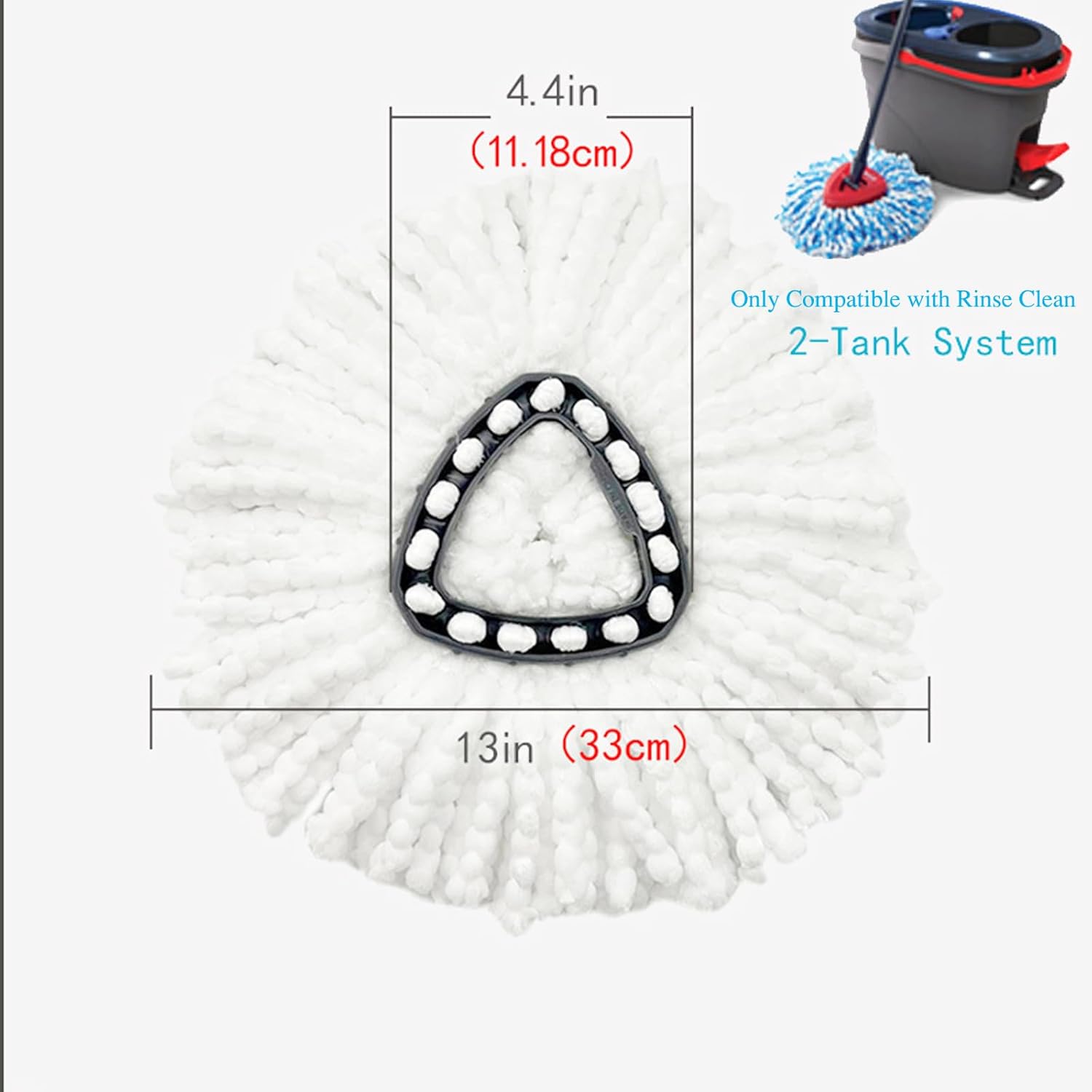 3 Pack Spin Mop Replacement Heads for RinseClean 2-Tank System 1
