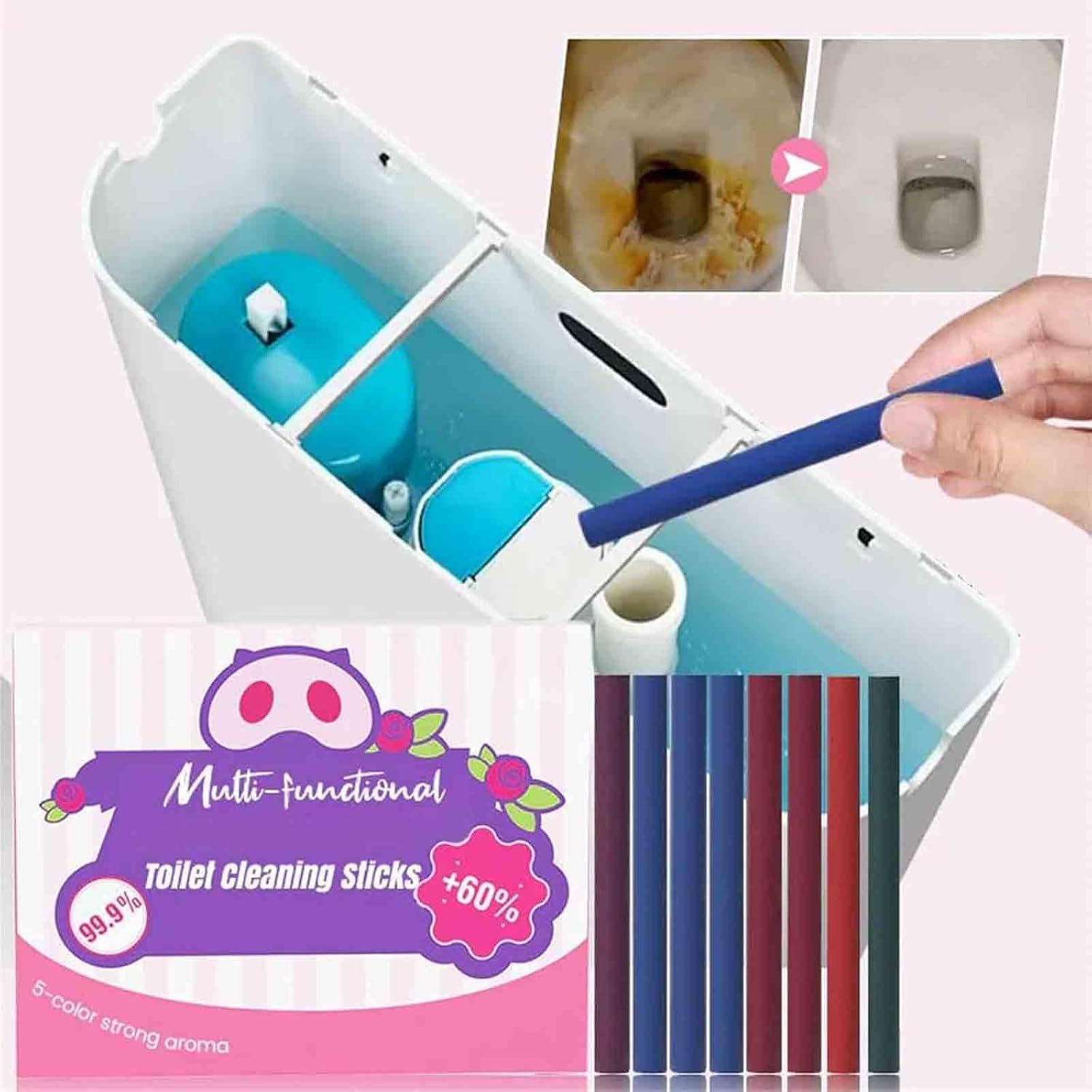 Kortyio Toilet Cleaning Sticks 3 in 1 Multi-Functional Continuous Cleaner