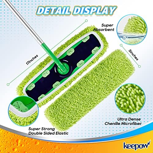 KEEPOW Reusable XL Mop Pads 4 Pack - Wet Dry Cleaning