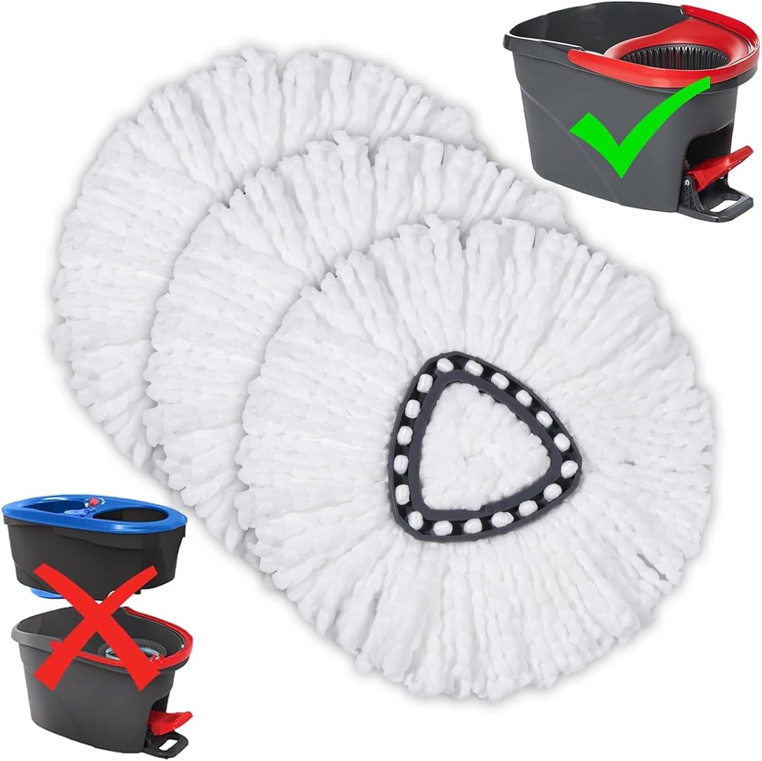 CDYJDY Mop Replacement Heads 3 Pack - Easy Wring Spin and Machine Washable