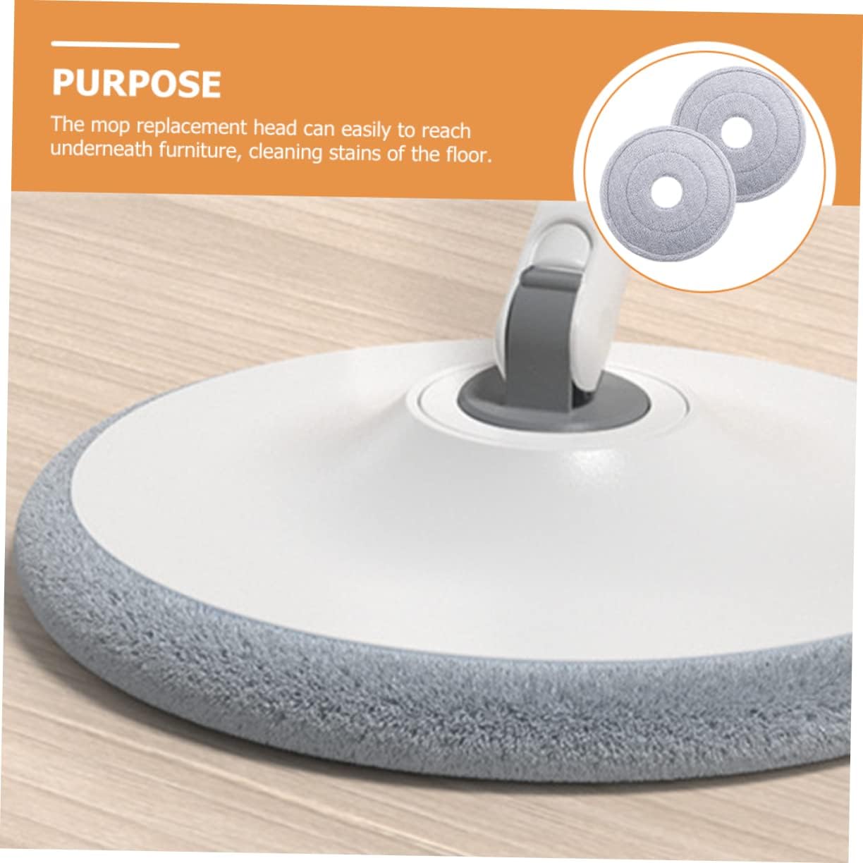2Pcs Round Mop Replacement Heads for Hardwood Tile Floors