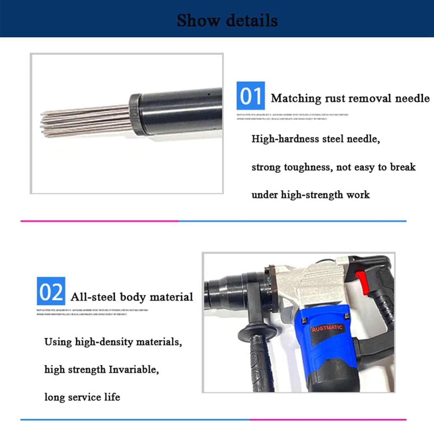 1400W Industrial Electric Needle Scaler for Rust and Paint Removal