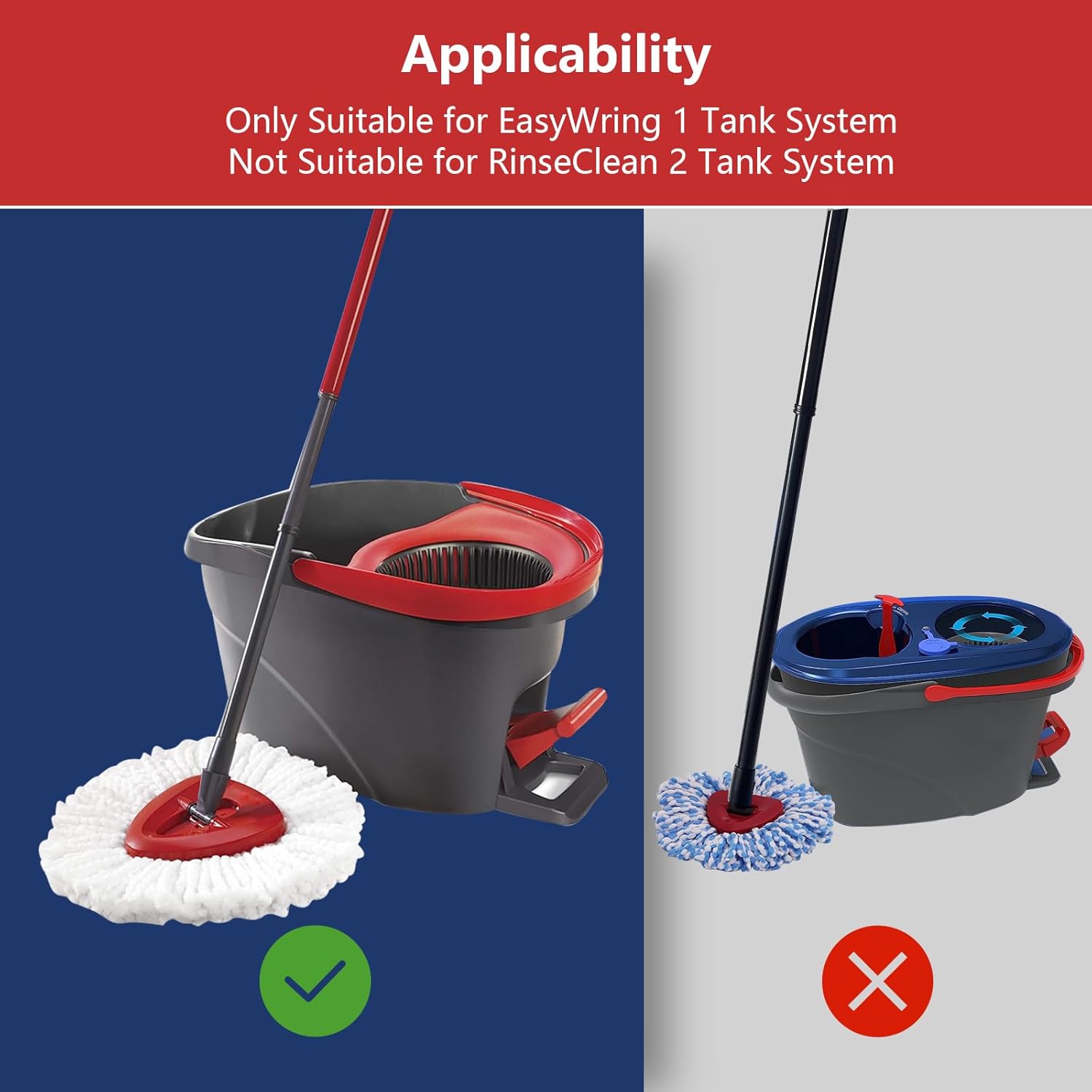 4 Pack Scrubber Mop Heads for O Cedar 1 Tank System