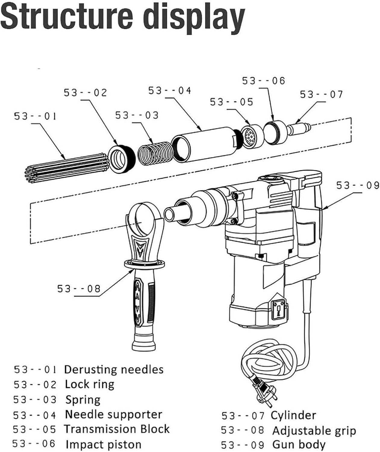 HEAXIY Electric Needle Scaler for Rust and Weld Slag Removal