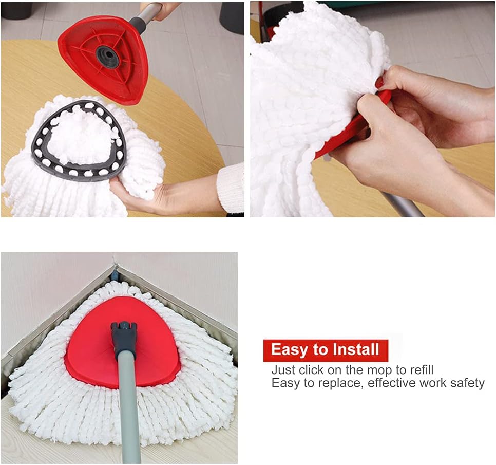 LEIHEFA Microfiber Mop Heads 3 Pack - Universal Fit 360 Rotating Machine Washable