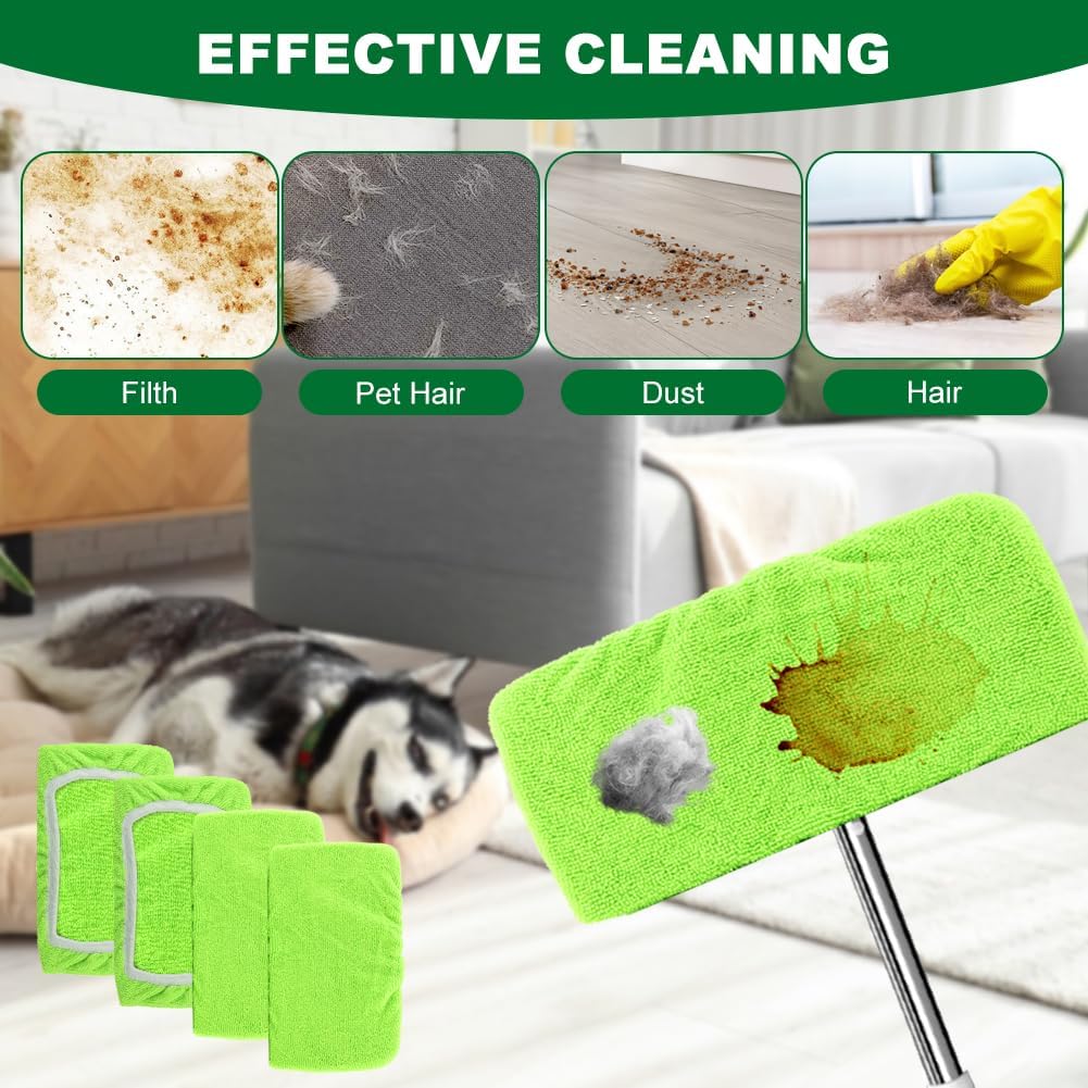4Pcs Reusable Microfiber Mop Pads for Floor Cleaning