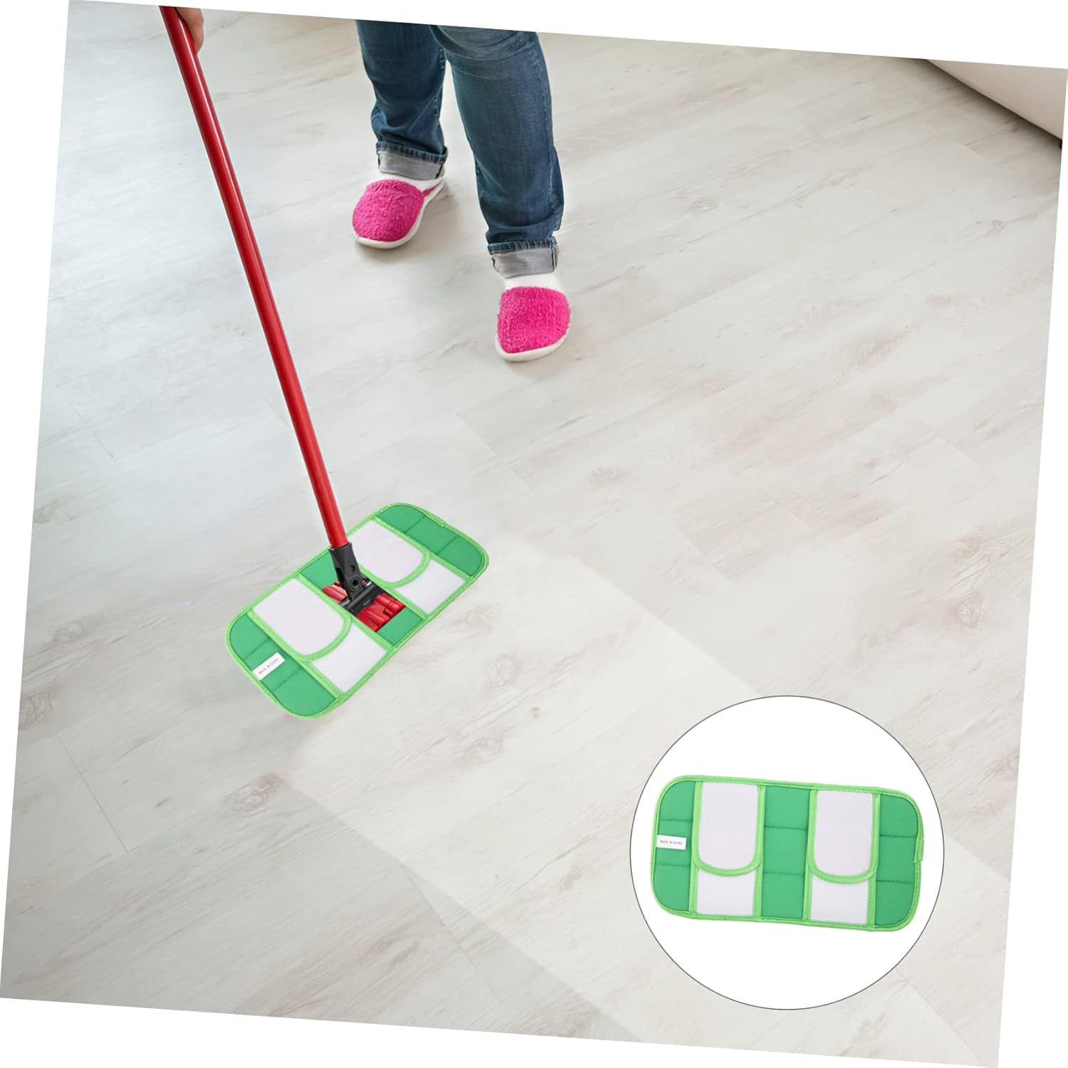 2pcs Reusable Fiber Mop Pads for Hardwood and Smooth Floors