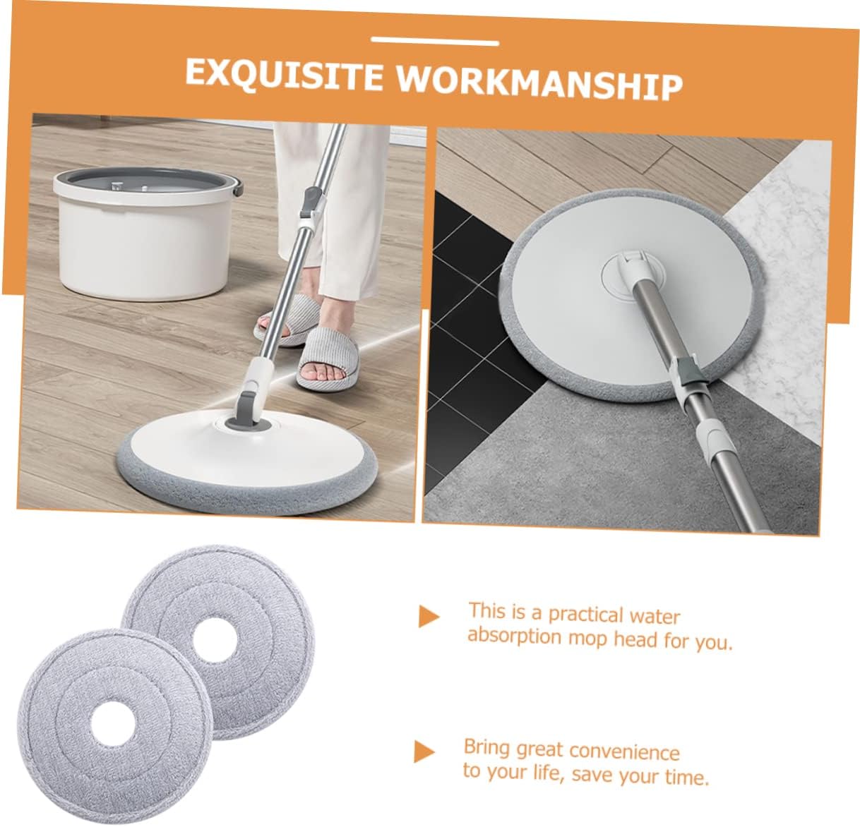 2pcs Easy Clean Mop Head Refills for Household Commercial Use