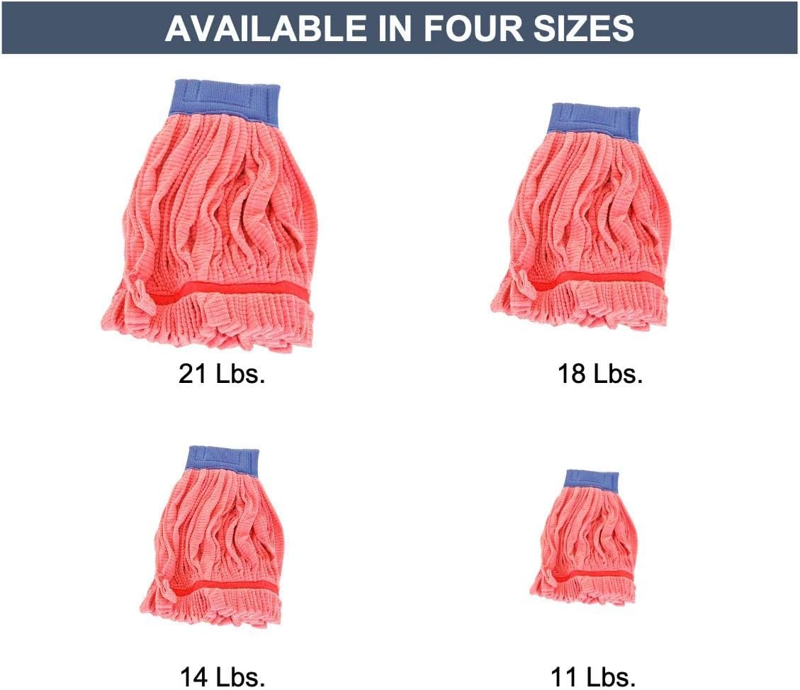 Arkwright Microfiber Tube Mop Head - Lint Free Heavy Duty 14 oz Red