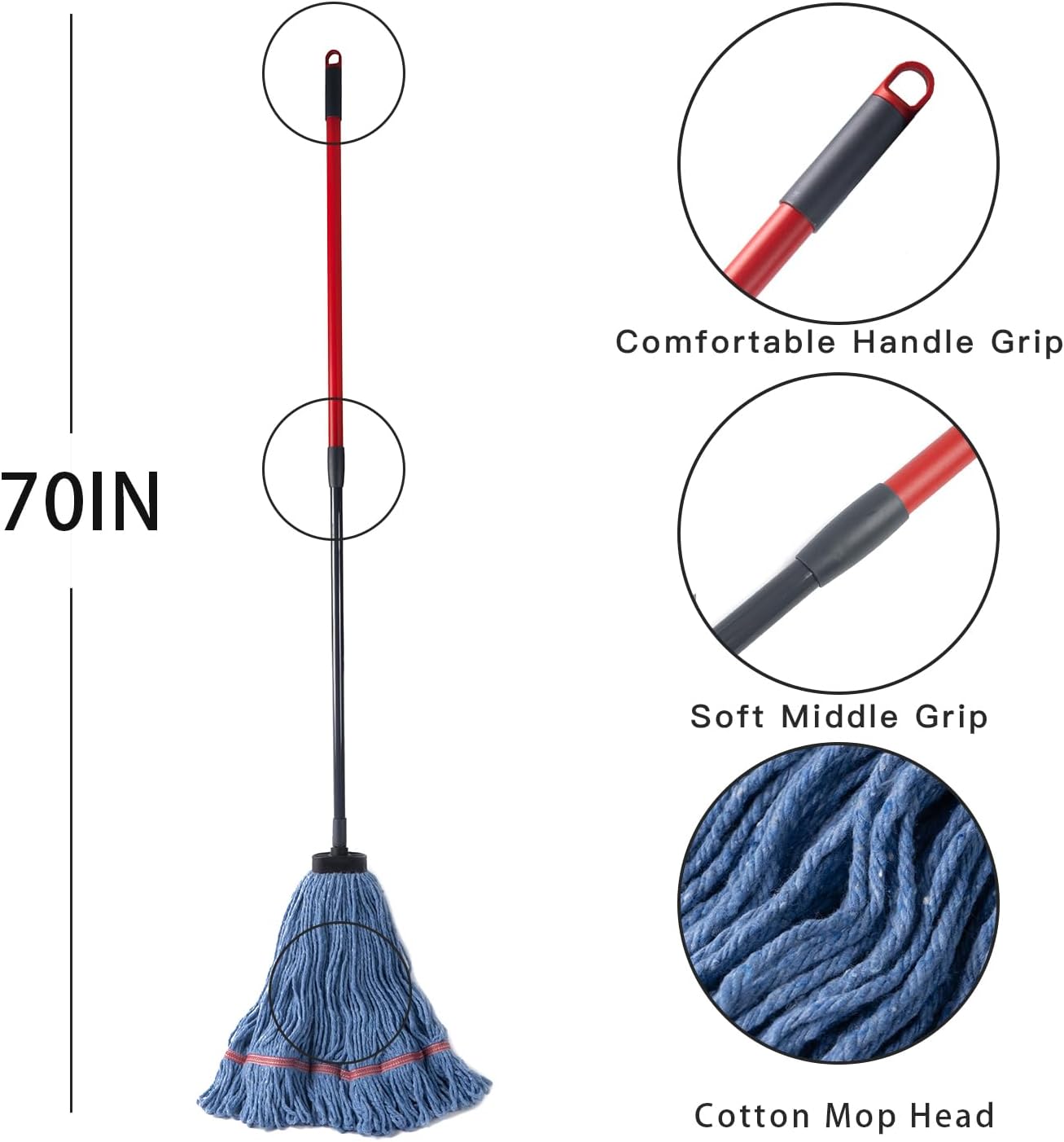 Heavy Duty Wet Mop with Screw Handle - 4 Sets
