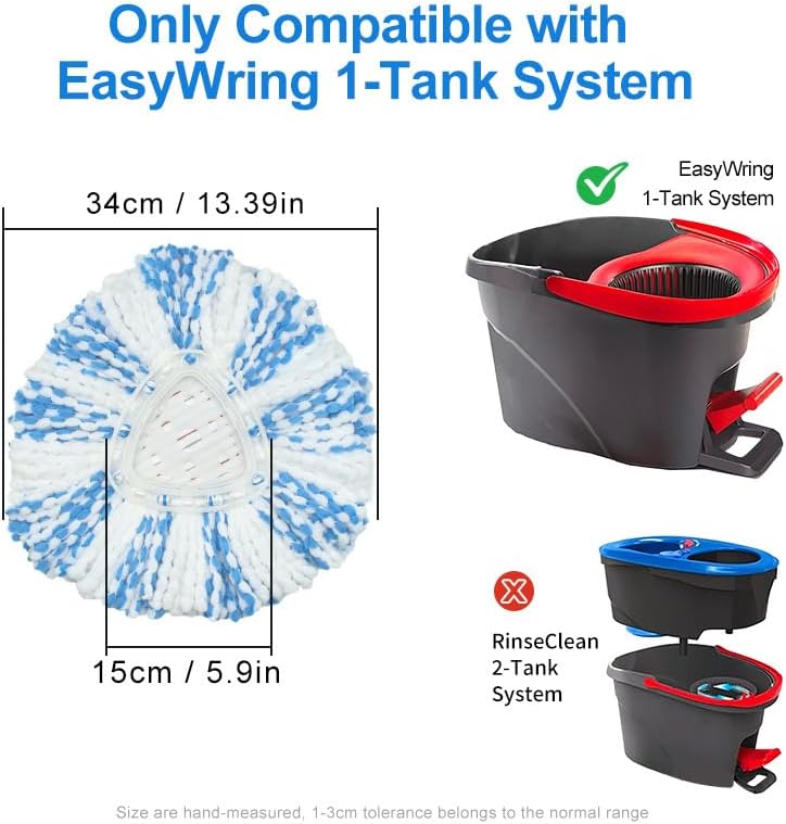Funtin 2-Pack Mop Replacement Heads for Ocedar EasyWring Spin Mop System