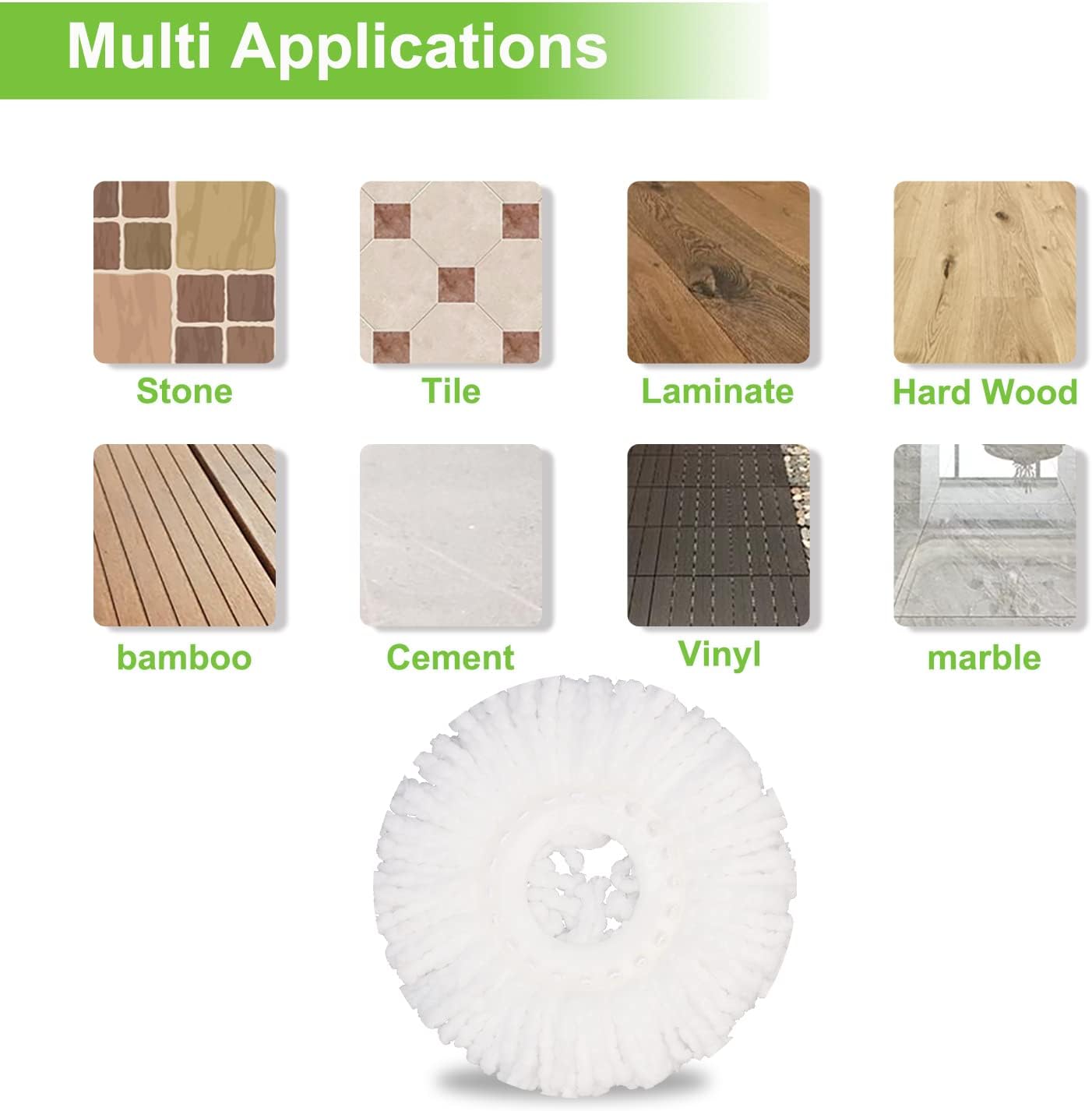 MZY LLC 4 Pack Spin Mop Refill Heads