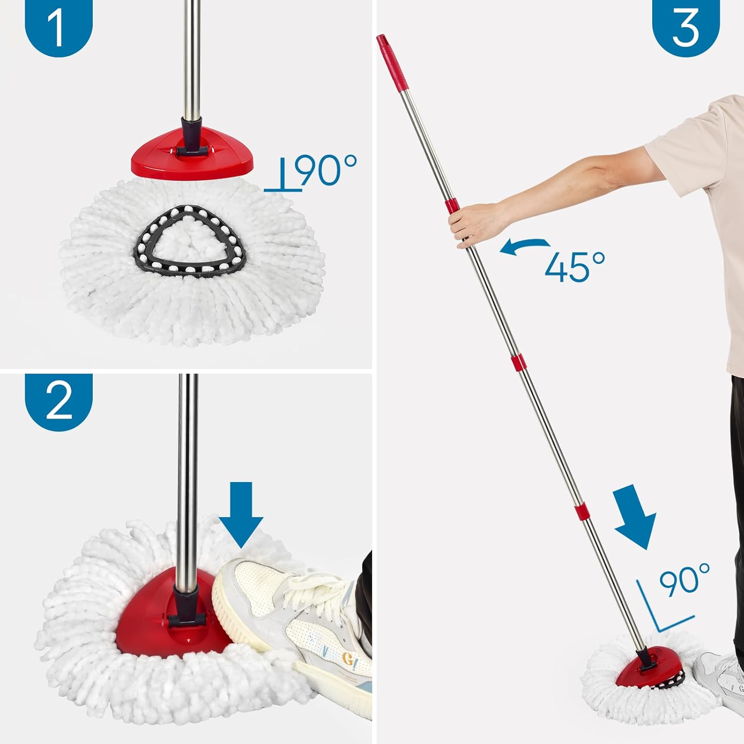 Matthew Spin Mop Replacement Heads Kit with Base and Handle