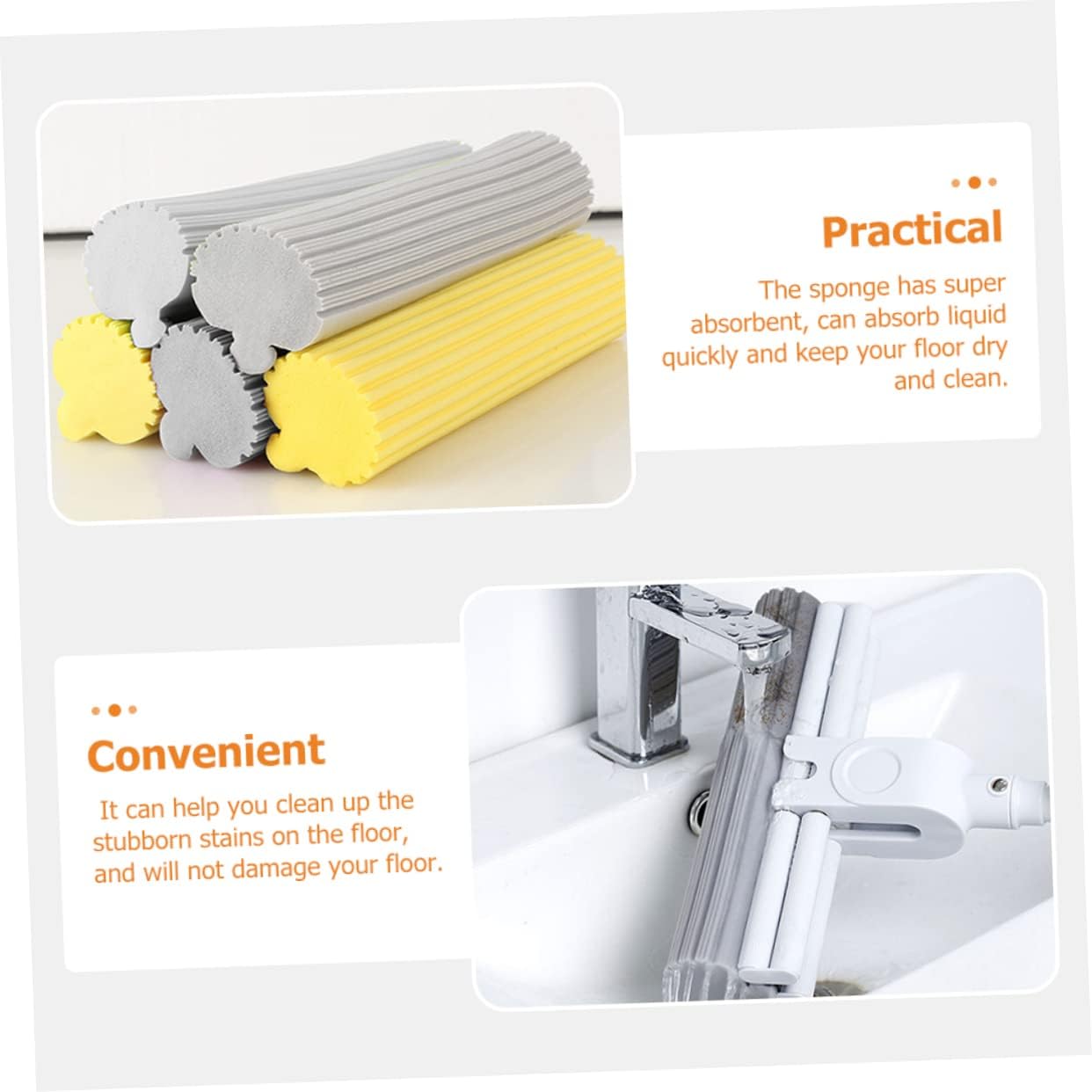 Ipetboom Sponge Mop Head Replacement for Tile Marble Wood Floors