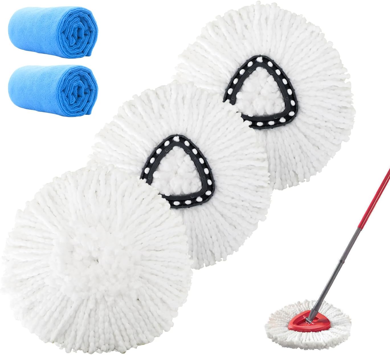 FAMEBIRD 3 Pack Microfiber Mop Refills Easy Cleaning Replacement Heads