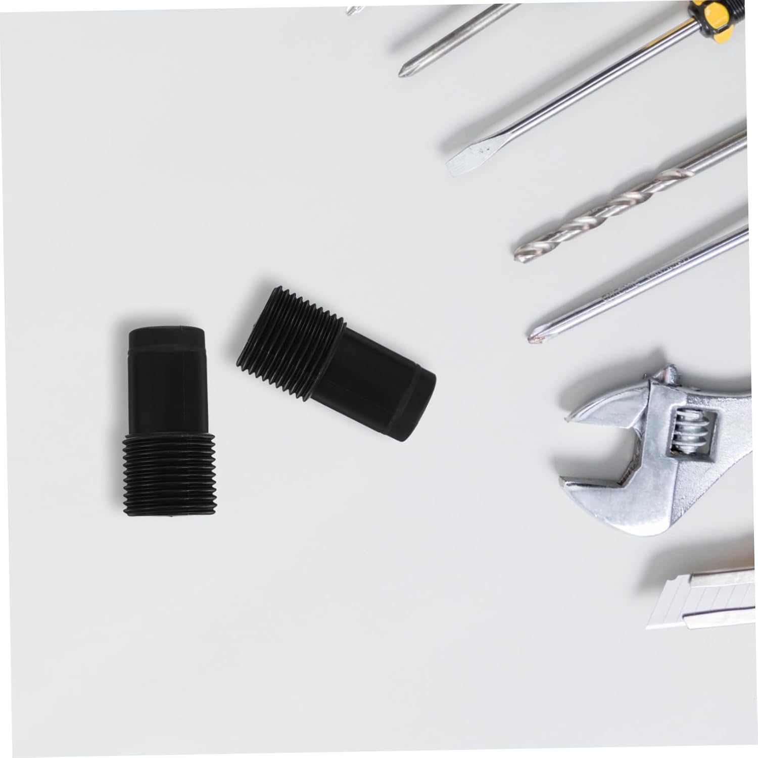 2pcs Telescopic Rod Thread Head Tips Mop Pole Adapter Replacement Black 1