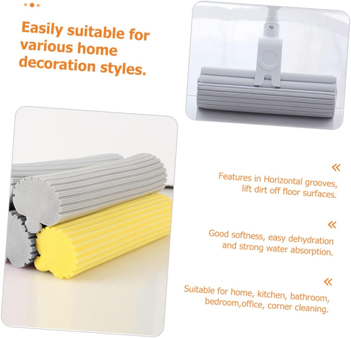 Ipetboom Sponge Mop Head Replacement for Tile Marble Wood Floors