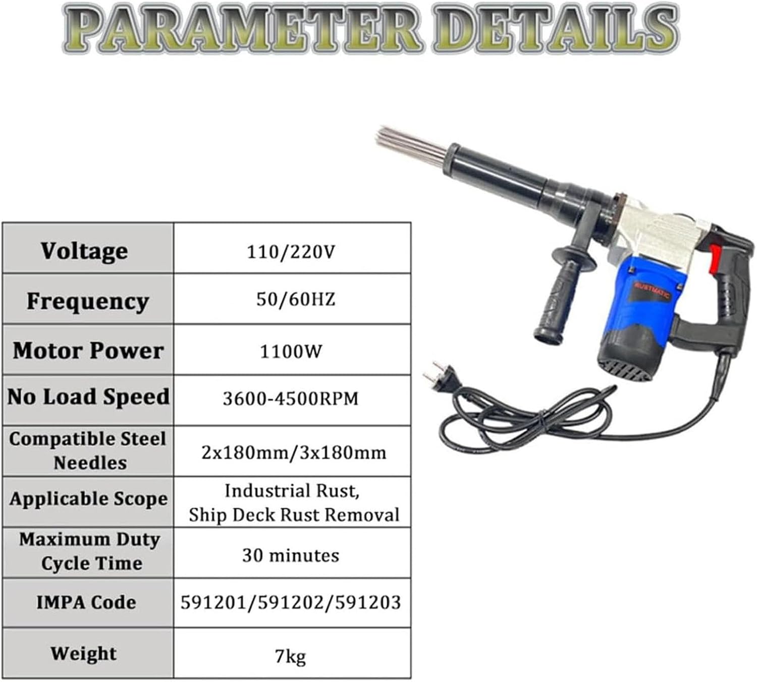 HEAXIY Electric Needle Scaler for Rust and Weld Slag Removal