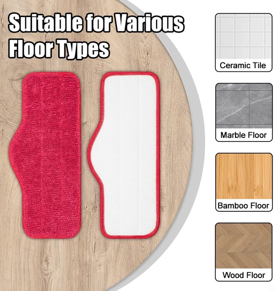 Marebm Vacuum Mop Pads 6 Pack Reusable Microfiber