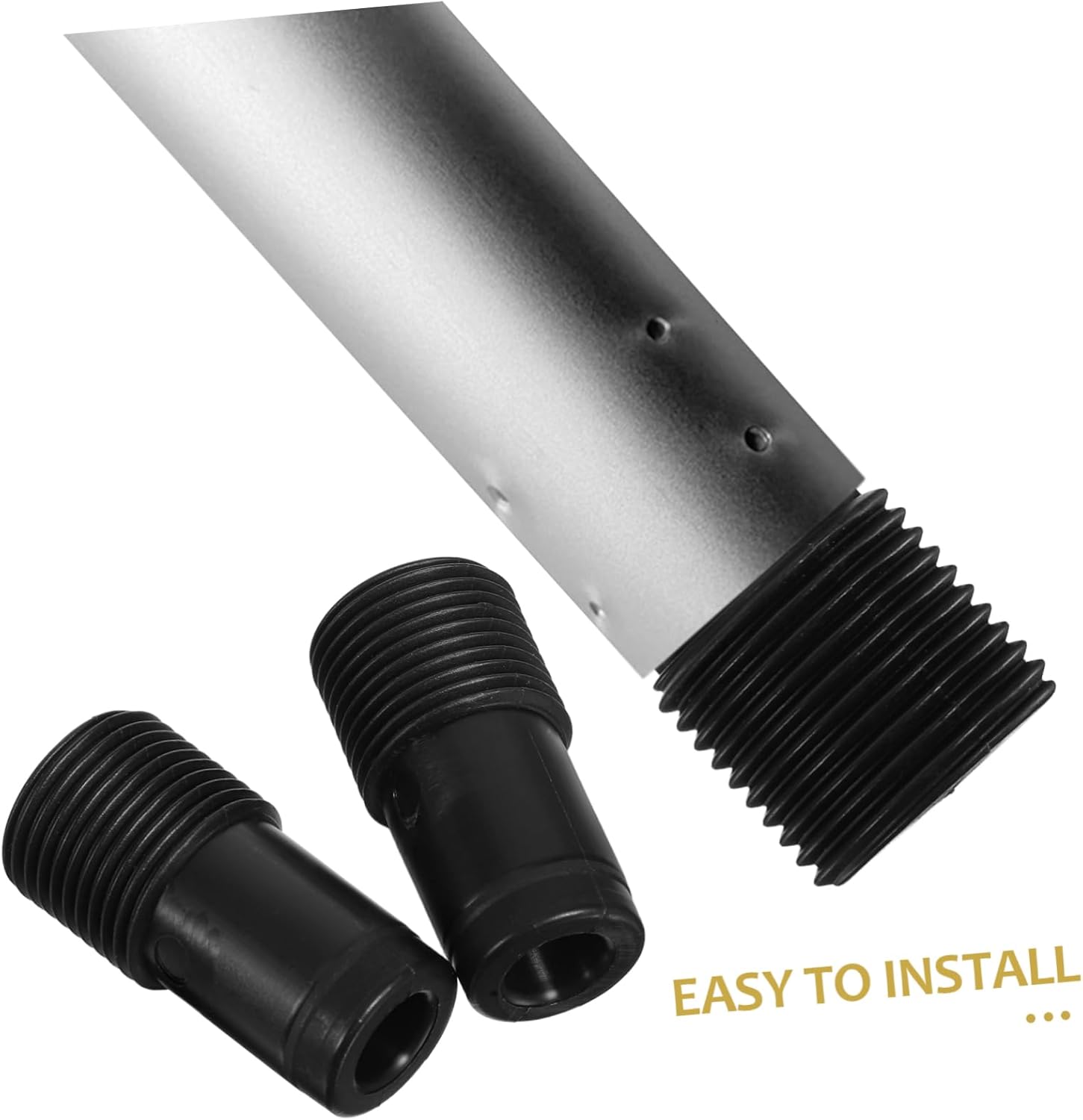 2pcs Telescopic Rod Thread Head Tips Mop Pole Adapter Replacement Black 1