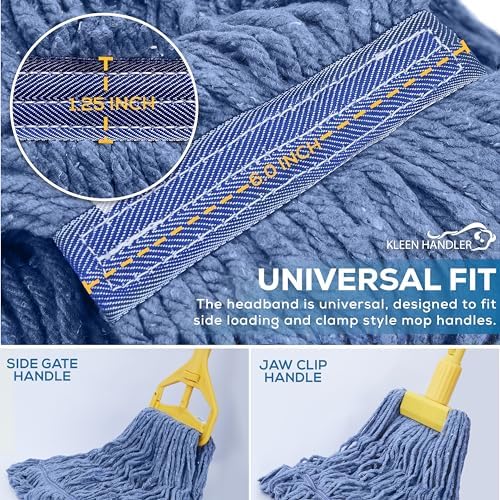KLEEN HANDLER Blended Loop Mop Head 3-Pack Blue 24 Oz