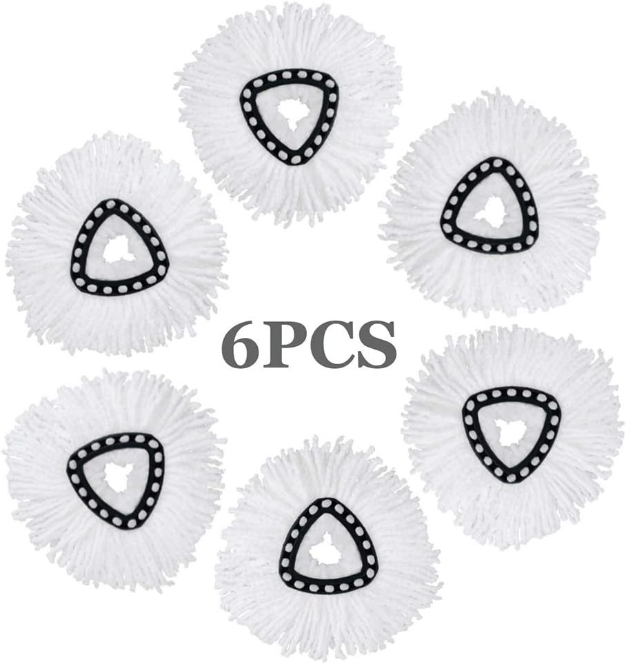 6 Pack Spin Mop Replacement Heads Microfiber