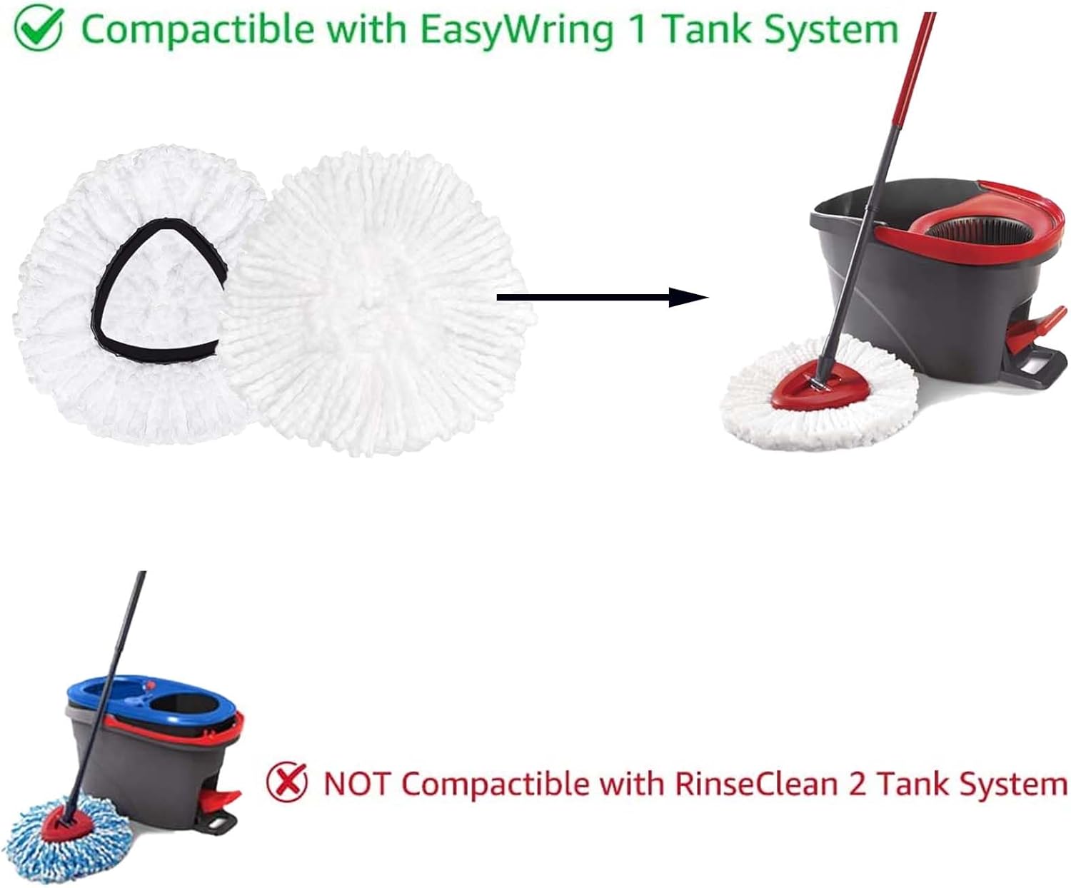FOOKCIAN Spin Mop Refill Head Microfiber Deep Clean Machine Washable