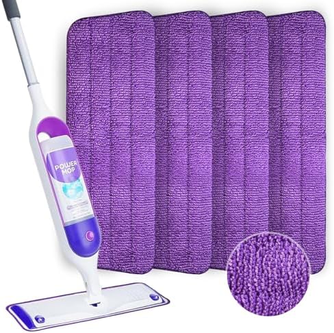 4 Pack Reusable Microfiber Mop Pads for PowerMop