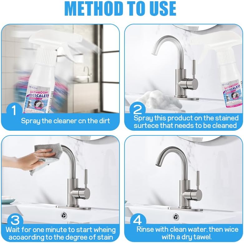 Renlixtor 2PCS Bathroom Descaler Foam Spray