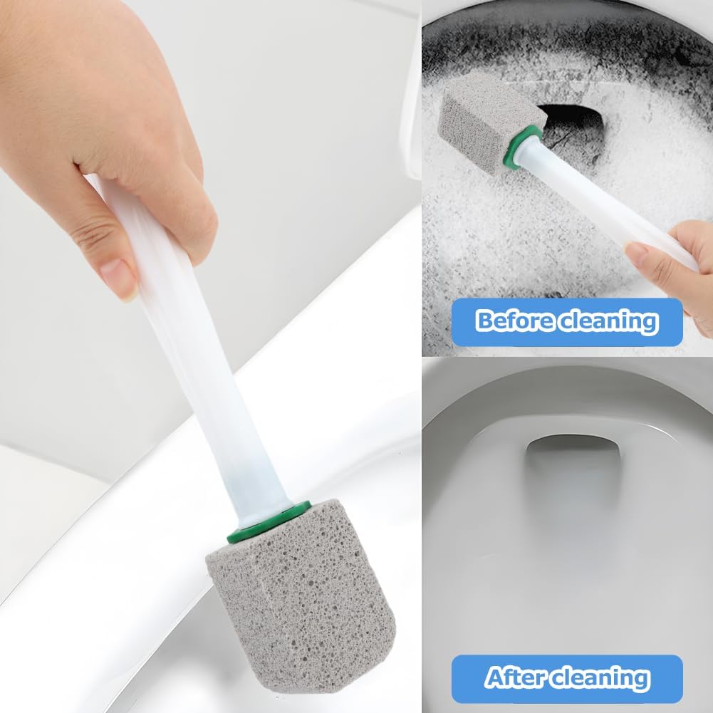 CALIDAKA 10-Pack Pumice Stone Cleaner with Long Handle and Adhesive Hooks