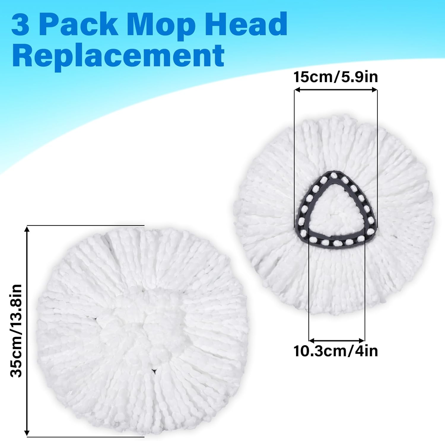 CDYJDY Mop Replacement Heads 3 Pack - Easy Wring Spin and Machine Washable