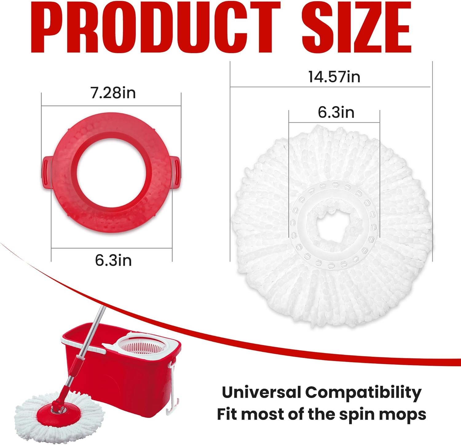 BOCA STORY 6Pcs Round Mop Head Scrubber Brush Replacement