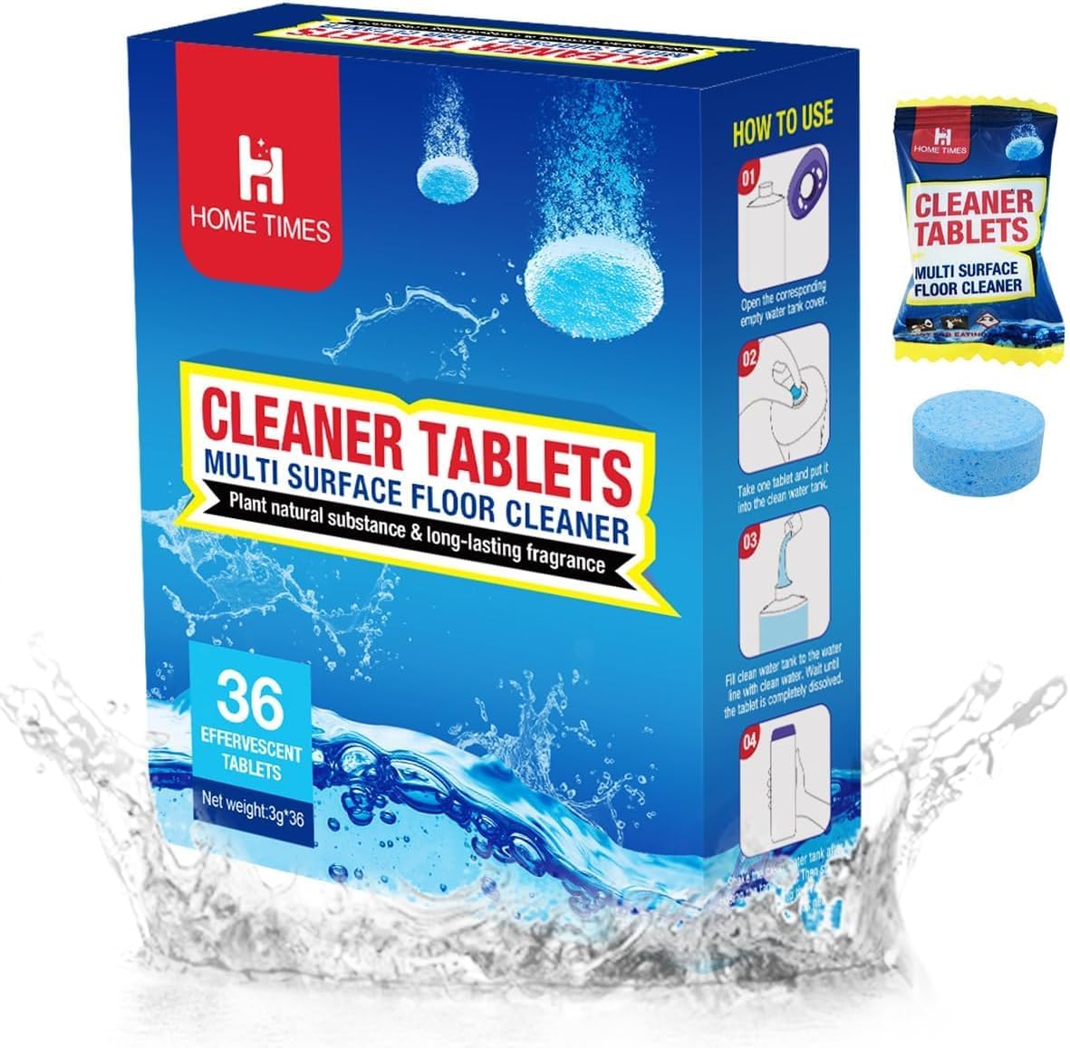 Home Times 3 Pack Mop Head Refills with 36 Cleaning Tablets