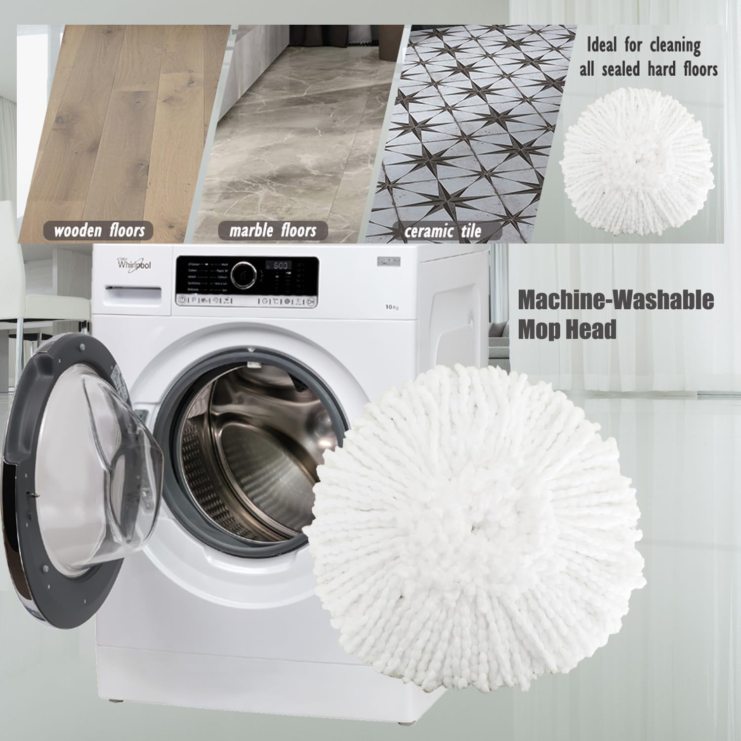 FAMEBIRD 3 Pack Microfiber Mop Refills Easy Cleaning Replacement Heads