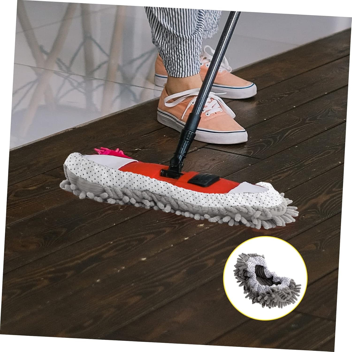 Ipetboom 2 Pairs Chenille Mop Slippers for Floor Cleaning