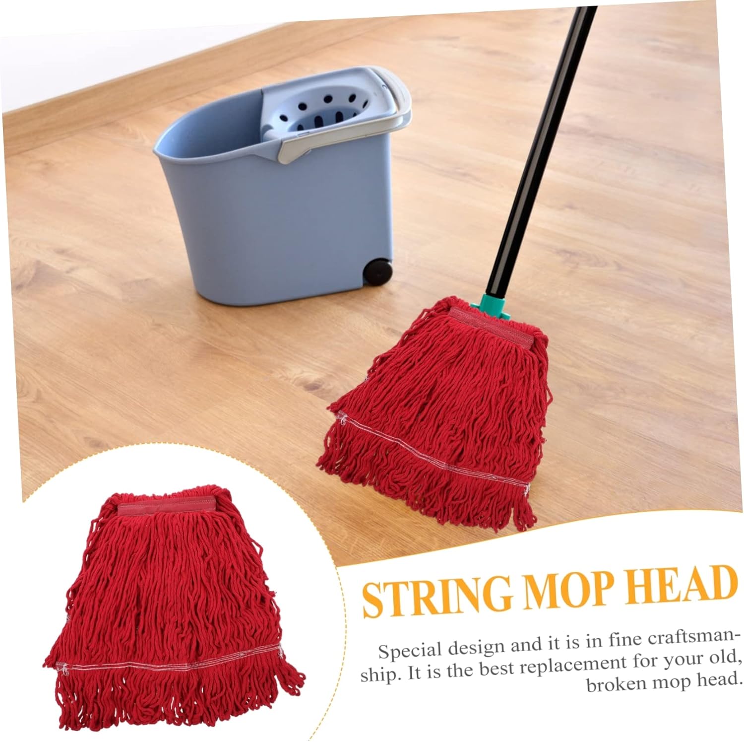 PACKOVE Cotton Yarn Mop Head Replacement Reusable No Lint