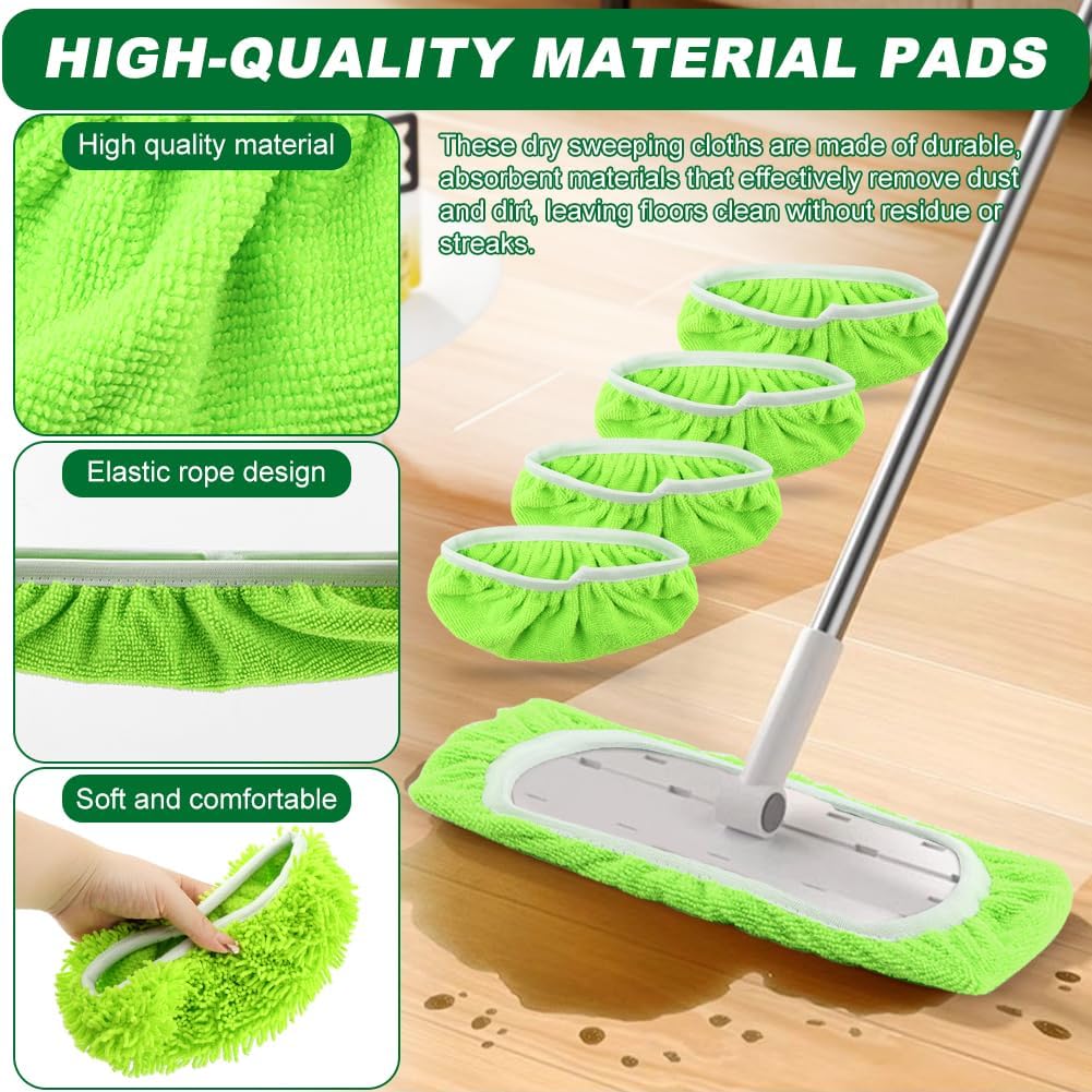 4Pcs Reusable Microfiber Mop Pads for Floor Cleaning