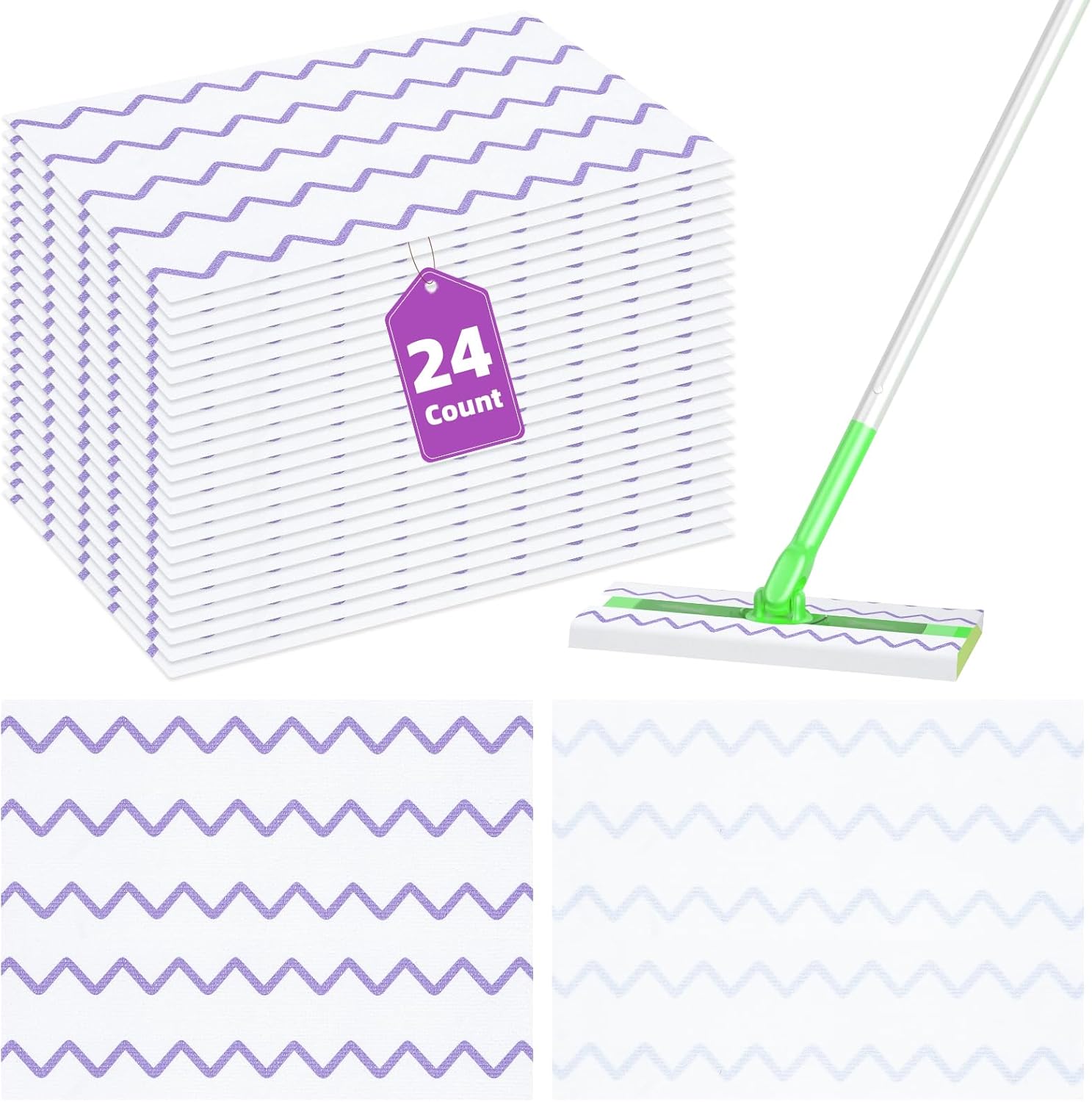 Nicemiya 24 Pack Microfiber Mop Pads for Swiffer Sweeper