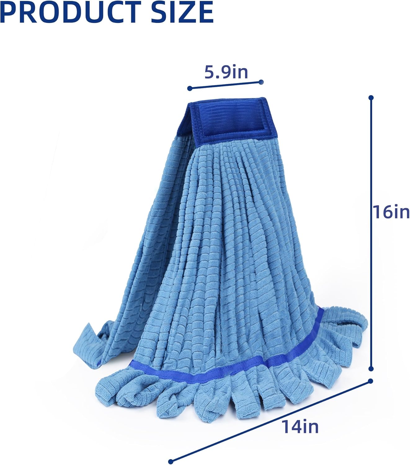 DRKLEAN 6 Pack Large Microfiber Tube Mop Heads - Blue