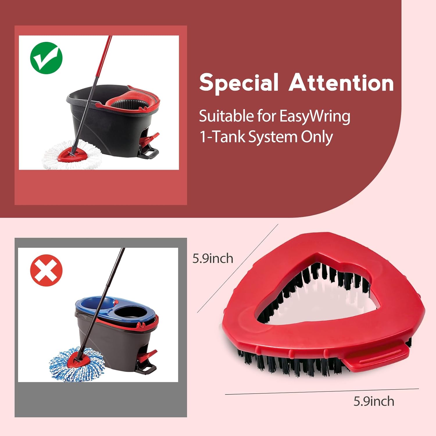 Spin Mop Scrub Brush Head 2 Pack for EasyWring 1-Tank System