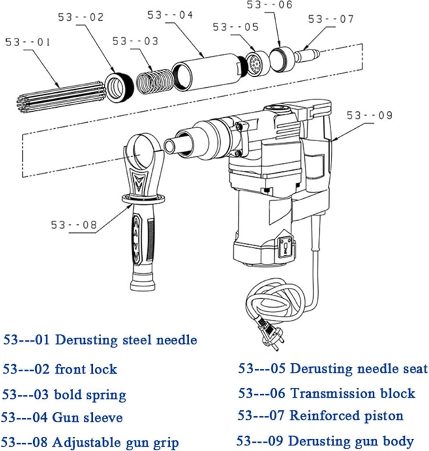 1400W Industrial Electric Needle Scaler for Rust and Paint Removal