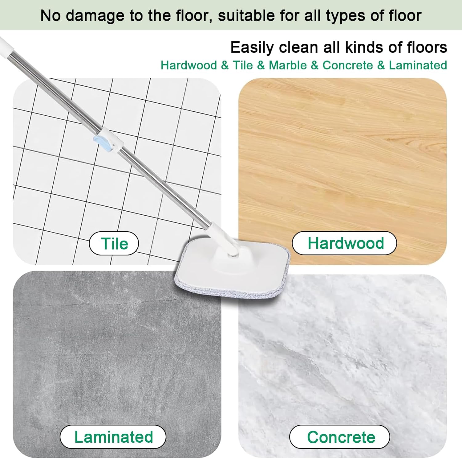 4 Pack 9 Inch Square Microfiber Mop Pad Refill - Grey