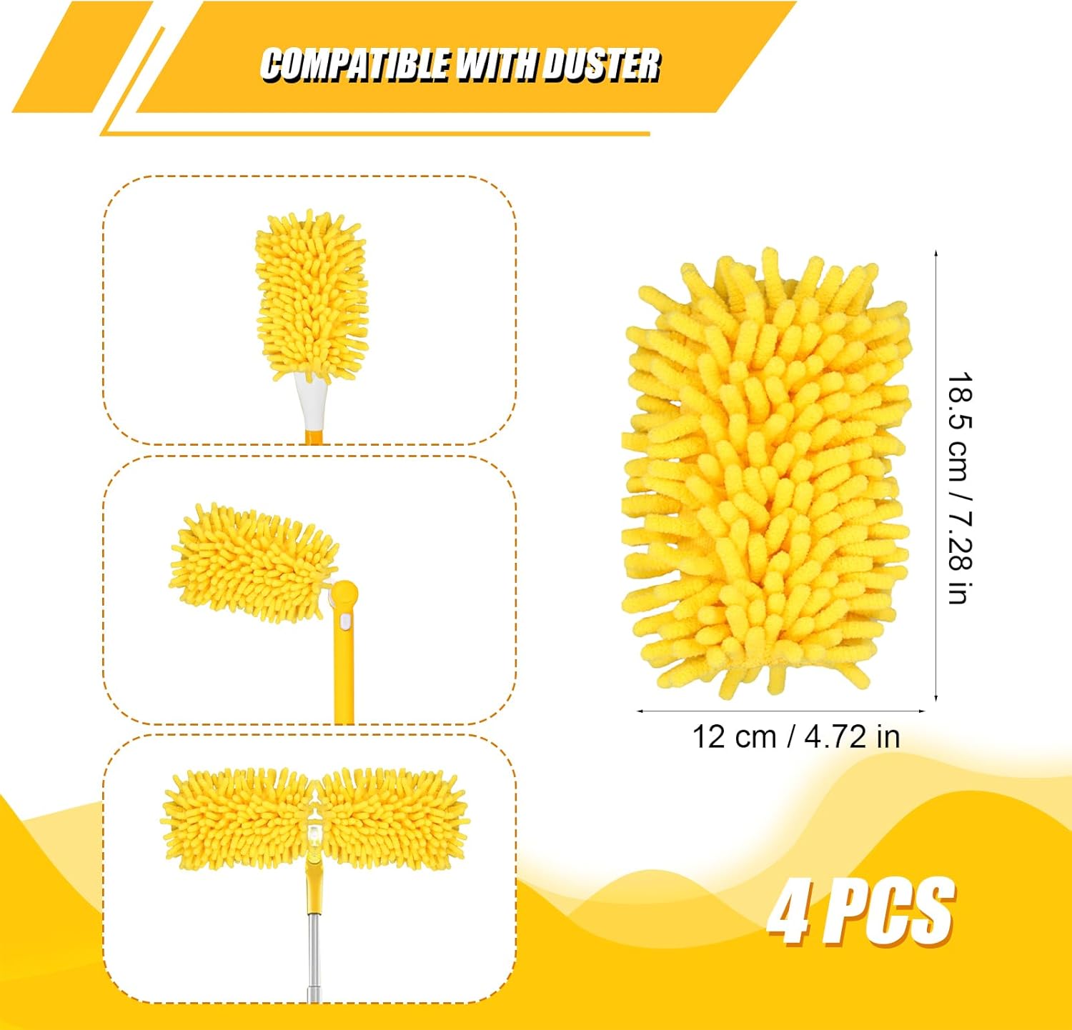 4pcs Microfiber Ceiling Fan Duster Refills Reusable