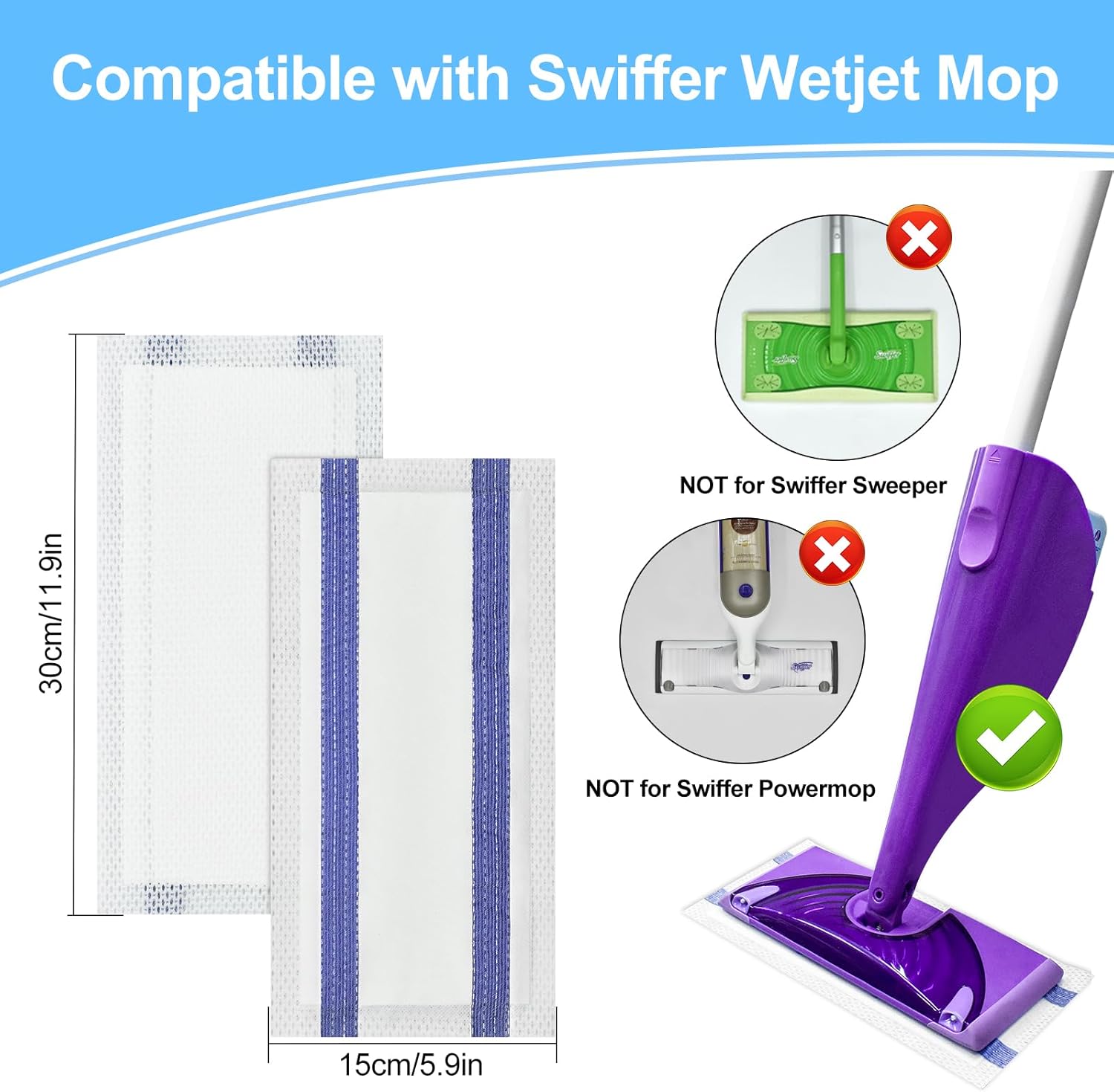 Aiyiried 10 Count Mop Pad Refills for WetJet Swiffer