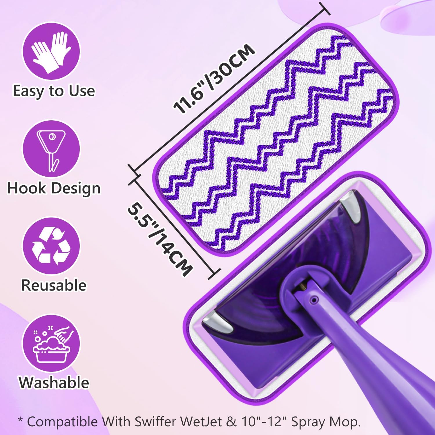 7-Pack Reusable Mop Pads for Swiffer WetJet 12 Spray Mop
