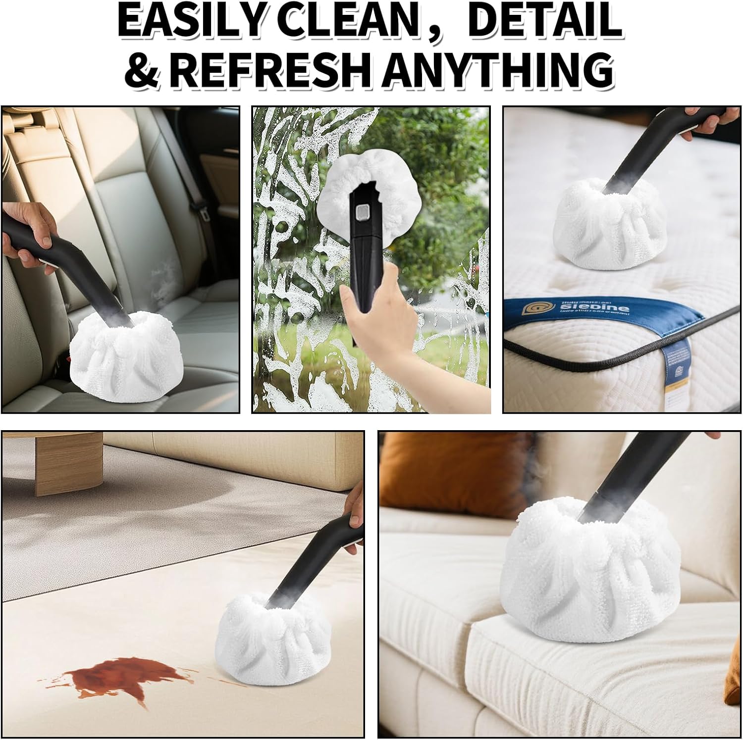 Yicotira Microfiber Bonnet Steam Mop Pads 8 Pack