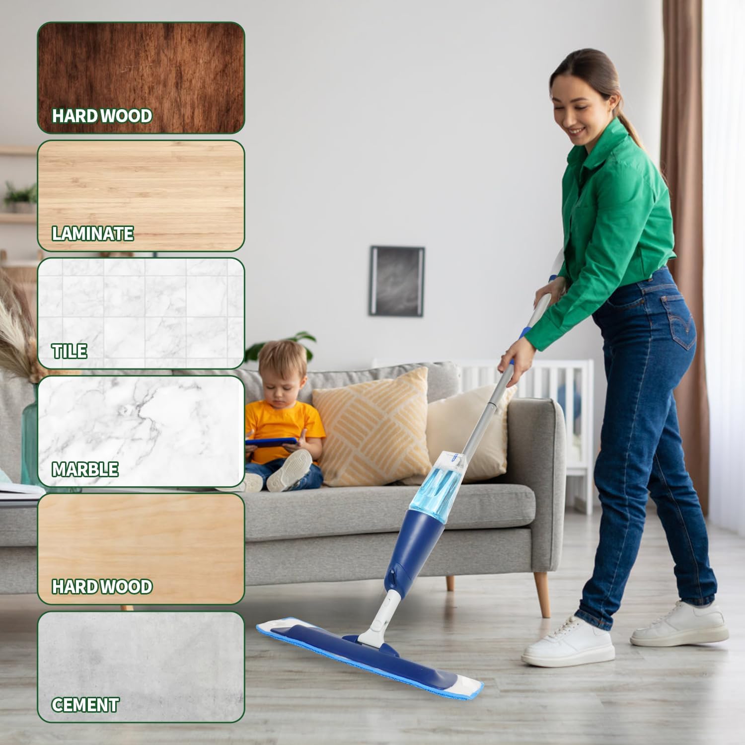 9 Pack Microfiber Mop Pads for Bona 18 Inch Mop